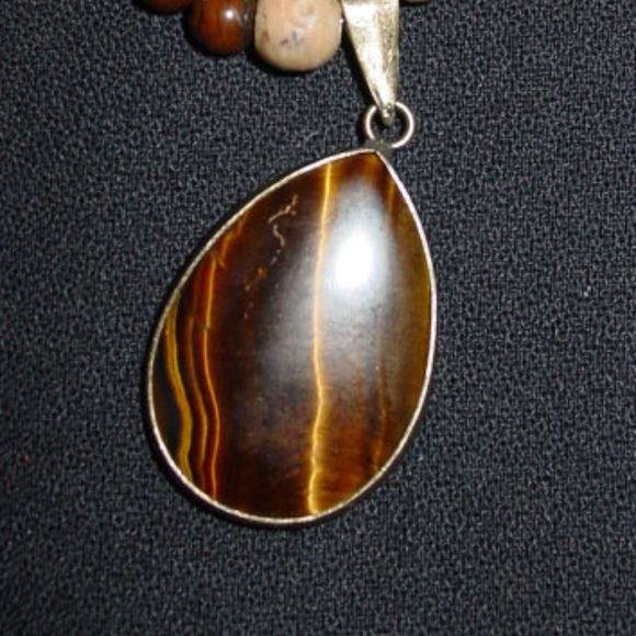 Tiger Eye Pendant Natural Stone Handmade Necklace - Picture 2 of 2